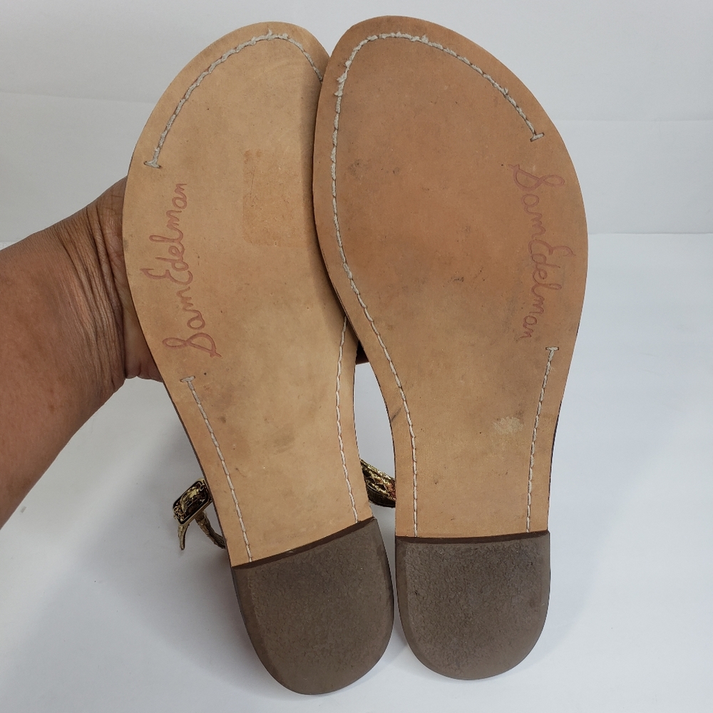 Sam Edelman Gold Snake Embossed Thong Sandal 7.5 - Picture 6 of 9